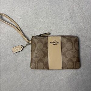 Coach Signature Wristlet Khaki Platinum 75th anniversary collection